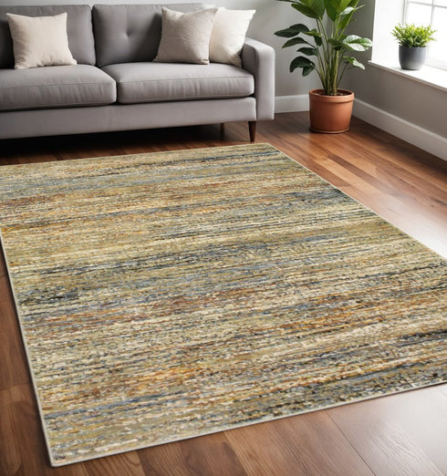 2' X 8' Gold And Slate Abstract Runner Rug
